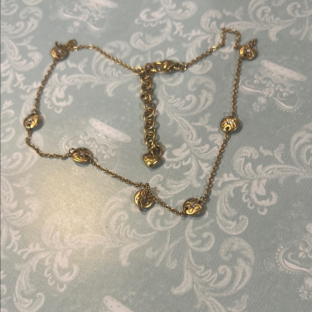 Brighton Gold Necklace with Crystal Beads.  Adjusts from 16”- 18”.
